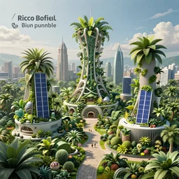 a solar punk lush giant plants city, modern architecture by ricardo bofill, city of the jungle, by victorenrich
