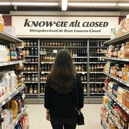 when she gets there she knows, if the stores are all closed,,