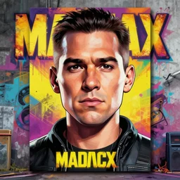 madmax movie popart slap face caricature cartoon graffity digital artstation bill cipher and simpson family colorful vibrant beeple, by thomas kinkade