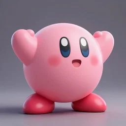 Kirby!!! with a strong body and strong arms, render, unreal, studio lighting, blender, trending on artstation, 8k, highly detailed