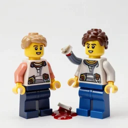 broken lego figures leaking blood
