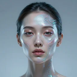 face portrait of a woman, iridescent, sci - fi, futurism, face fractals by lois van baarle, cinematic, 8 k