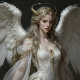 evangeline lilly as the angel of death, deep focus, d & d, fantasy, intricate, elegant, highly detailed, digital painting, artstation, concept art, matte, sharp focus, illustration, hearthstone, art by artgerm and greg rutkowski and alphonse mucha