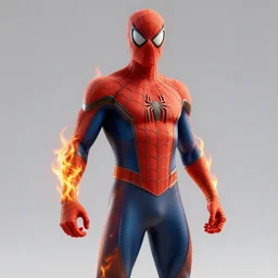 futuristic spiderman on fire costume ,highly detailed, 4k, HDR, award-winning, artstation, octane render