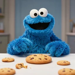 the cookie monster angry because there are no cookies left. hyper realistic secret photograph