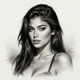 michael karcz grunge drawing of kylie jenner. , in the style of corpse bride, loony toons style, horror themed, detailed, elegant, intricate, trending on artstation, 4k
