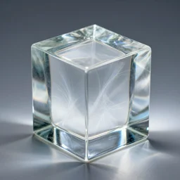 a glass cube with caustics coming out of it.