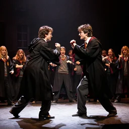 Harry Potter(2001) on stage in an underground rap battle somewhere in New York