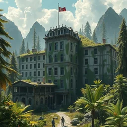 a beautiful hyperdetailed highly detailed city military hospital nature building unfinished building by owen d. pomery, sunlight junglepunk scumm bar galactic thermal imaging hyperrealism wilderness, archdaily, wallpaper, highly detailed, trending on artstation.