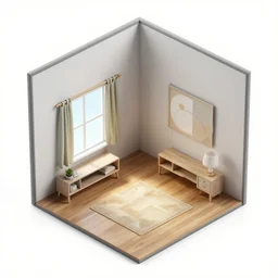 triangulated 3 d room interior