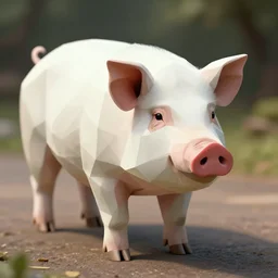 a geometric pig that looks hyper - realistic