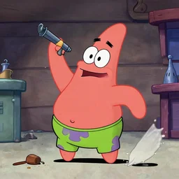 patrick star causing mayhem in a charlie chaplain film