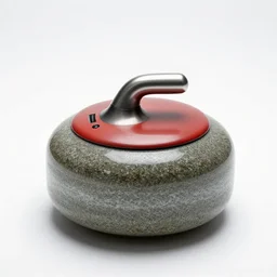 rustic curling stone, professional product shot, isolated on a pure white background, centered, entire object in frame, sharp focus, soft studio lighting