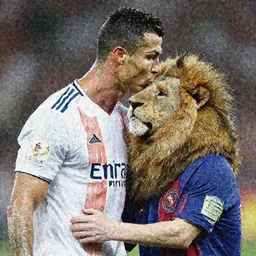 Cristiano Ronaldo kissing lionel messi, hdri, photo of the year, trending on pixiv
