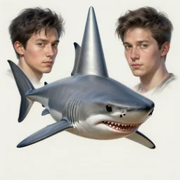 shark with a cone on its head - ron cheng & alphonse mucha, highly detailed, digital painting, ray tracing, concept art, illustration, smooth sharp focus, intricate, symmetry, artstation,