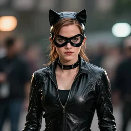 Emma Watson as Catwoman, XF IQ4, f/1.4, ISO 200, 1/160s, Adobe Photoshop, Adobe Lightroom, DxO Photolab, polarizing filter, Sense of Depth, AI enhanced, HDR, in-frame