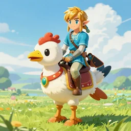 legend of zelda link riding an amoured chocobo