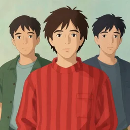 artwork by Michael Whelan, Bob Larkin and Tomer Hanuka, of portrait of Joseph Gordon-Levitt wearing a red striped outfit, from scene from Twin Peaks, simple illustration, domestic, nostalgic, from scene from Twin Peaks, clean,  full of details, by Makoto Shinkai and thomas kinkade, Matte painting, trending on artstation and unreal engine