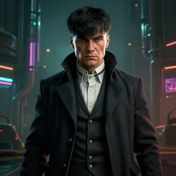 Portrait Masterpiece Peaky Blinders, in Cyber Punk 2077, reimagined as a cyberpunk dystopia, 4k highly detailed digital art
