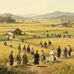 A Japanese Brazilian farming community in 1919, trending on artstation, digital art, by Greg Rutkowski