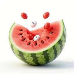 a watermelon blows up and there are skittles inside