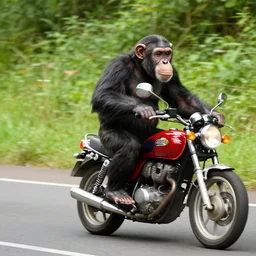 running away from a possessed chimpanzee on a motorcycle