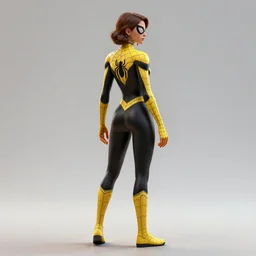 full body character turnaround of a woman in an orb weaver inspired costume, textured suit, character sheet, matte painting, spiderwoman!!!!!, john singer sargent, good value control, highly detailed portrait, character turnaround, digital painting, concept art, running shoes, sharp focus, smooth, 3 d model, illustration, 8 k, octane render, yellow and black color scheme