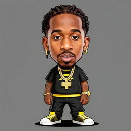 caricature of wiz khalifa, black and yellow, cartoon, goofy, vibrant, detailed, trending on artstation