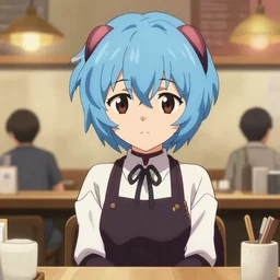 anime portrait of a cute ayanami rei working as a server in a made cafe, cute face by ilya kuvshinov, kyoani, artgerm, krenz cushart, wlop, hiroaki samura, yoshinari yoh, james jean, katsuhiro otomo, loish, cel shaded, anime poster