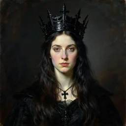 The portrait of Lady in black wax crown by Norman Rockwell, dark fantasy, witcher, very detailed oil painting, masterpiece, 8k
