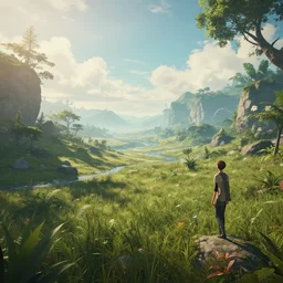 dreaming about a beautiful landscape dreamcore. Unreal engine, end of the world. — n 4