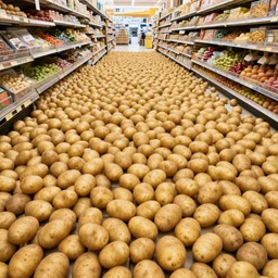 Beautiful Photograph of an infinite infinite infinite Mall with many potatoes potatoes potatoes potatoes on the floor