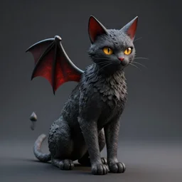 professional render of demon cat!! studio lighting, very detailed, unreal engine, hight quality render!!!!, professional lighting, good composition, rule of thirds, winning award render, realistic, render the demon cat, hot toys, full render shot