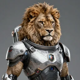 a portrait of a muscular anthropomorphic cyberpunk lioness in spacesuit armor with ensignia on chest plate by sandra chevrier, by jon foster, detailed render, post - processing, extremely hyperdetailed, intricate, epic composition, cybernetics, 4 k realistic, cryengine, realistic shaded lighting, sharp focus, masterpiece, by enki bilal