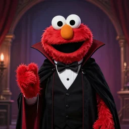 “ scary elmo as a vampire”