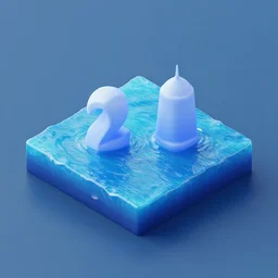 isometric f 2 2 above an ocean, 3 d render