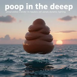 “poop floating in the deep ocean, unreal engine 4 render, digital art, trending on artstation, beautiful sunset, dynamic lighting,”