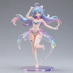 james jean isolated vinyl figure voluptuous cute magical girl character design, figure photography, dynamic pose, holographic undertones, motion shapes color design, glitter accents on figure, anime stylized, sharp focus, accurate fictional proportions, high delicate defined details, ethereal lighting, editorial awarded