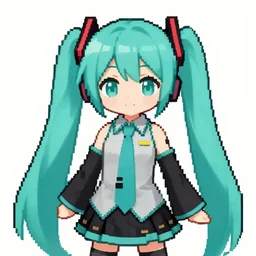 hatsune miku, pixel art