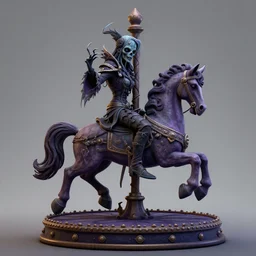 a 3d sculpt of a haunted undead evil circus carousel horse, world of warcraft, league of legends