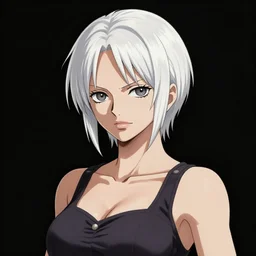 portrait of a woman with short white hair, medium shot, illustration, highly detailed, high quality, by eiichiro oda