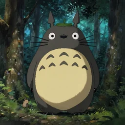 totoro in a black metal band in the middle of the forest, fantasy digital art, wow, stunning, ghibli style, hight quality