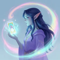 side portrait, female orc necromancer, gloomhaven, luminescent, colorful swirly magic ripples, tarot, pastel colors, by greg manchess, huang guangjian, gil elvgren, sachin teng, greg rutkowski, jesper ejsing, ilya kuvshinov
