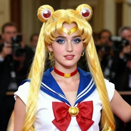Silvio Berlusconi dressed like sailor moon, realistic photo