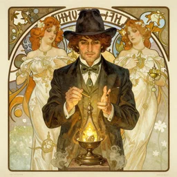 a fortune teller, greg rutkowski, alphonse mucha