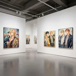 a modern exhibition, realistic, extremely detailed, sharp focus, wide view, smooth, digital illustration, by james jean, by rossdraws, frank franzzeta, mcbess, sakimichan, brosmin, danton fadeev, steve simpson