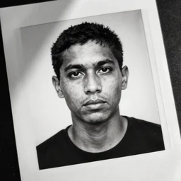 identikit picture of a criminal on paper, low detail, b & w