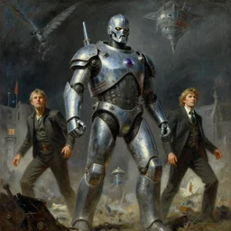 march of the cybermen, detailed painting, epic lighting, by ilya repin, phil hale and kent williams