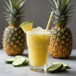 food photography of pineapple - cucumber smoothie, minimalistic side view high bokeh, cinematic studio lighting