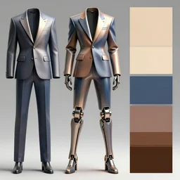 giorgio morandi color scheme. hi - tech suit. science fiction style. a high set geometric tailoring clothes, exquisite fabric and brilliant luster. matte painting. leg mechanical exoskeleton!! full body!! 3 d concept art. marvelous designer clothing. octane render. hyper detailed, character concept, intricate, elegan, smooth, sharp focus